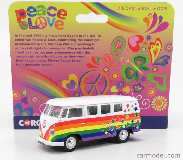 Corgi Volkswagen T1 Minibus Camper Van 1961 - Peace & Love 1:43 Rôzne