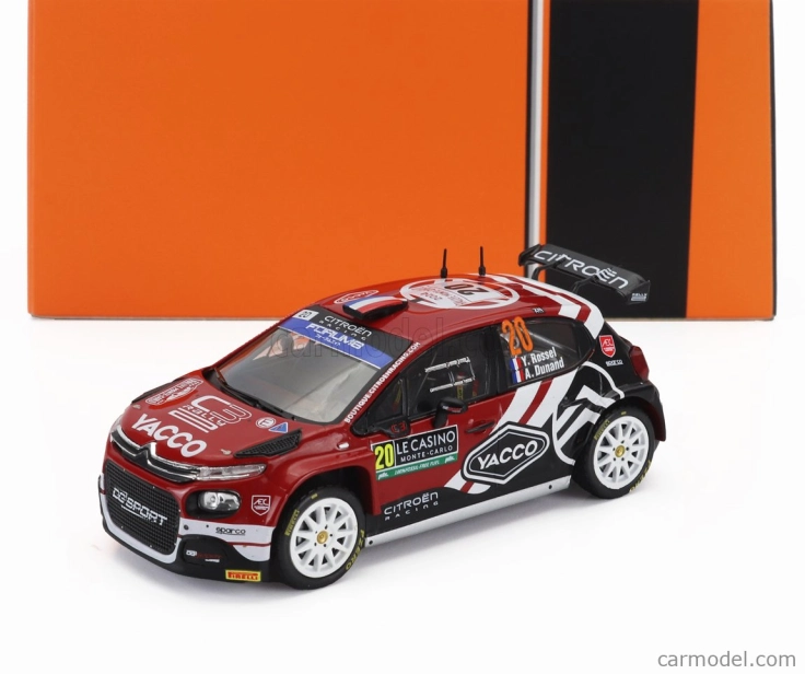 Ixo-models Citroen C3 Rally2 Team Aec Dg Sport N 20 8th Rally Montecarlo 2024 Yohan Rossel - Arnaud Dunand 1:43 Červená čierna biela