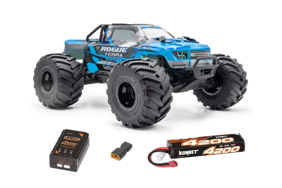 ROGUE TERRA SPORT RTR Brushless Monster Truck 4WD (15 kg servo), modrá + aku a nabíjač