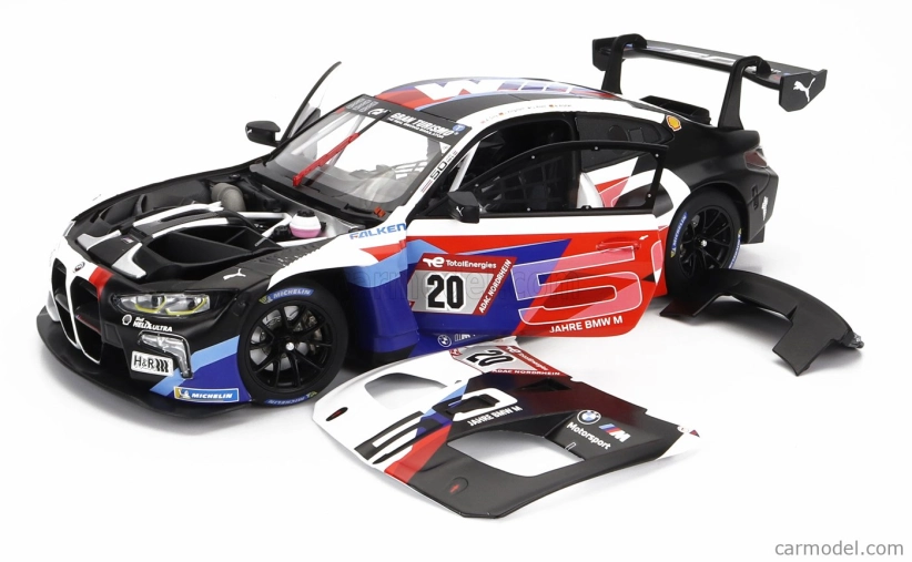 Minichamps BMW radu 4 M4 Gt3 Team Schubert Motorsport N 20 24h Nurburgring 2022 Jesse Krohn - Alexander Sims - Jens Klingmann - Niklas Krutten 1:18 Biela čierna červená modrá