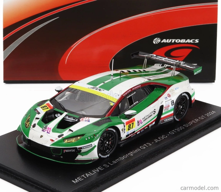 Spark-model Lamborghini Lamborghini Gt3 Team Jloc N 87 Gt300 Class Super Gt 2024 Kosuke Matsuura - Natsu Sakaguchi 1:43 Zelená Biela