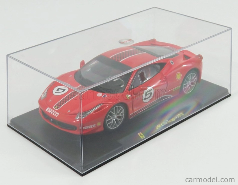 Edicola Ferrari 458 Challenge N 5 2010 - Con Vetrina - With Showcase 1:24 Red