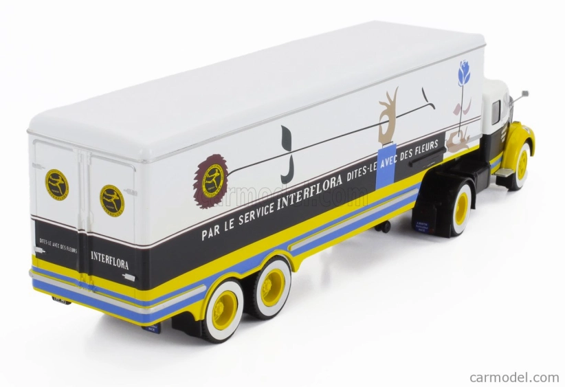 Edicola Berliet Tlr 10m Truck Semi-frigo Interflora Transports 1956 - Bez karty Box 1:43 Biela Hnedá Žltá