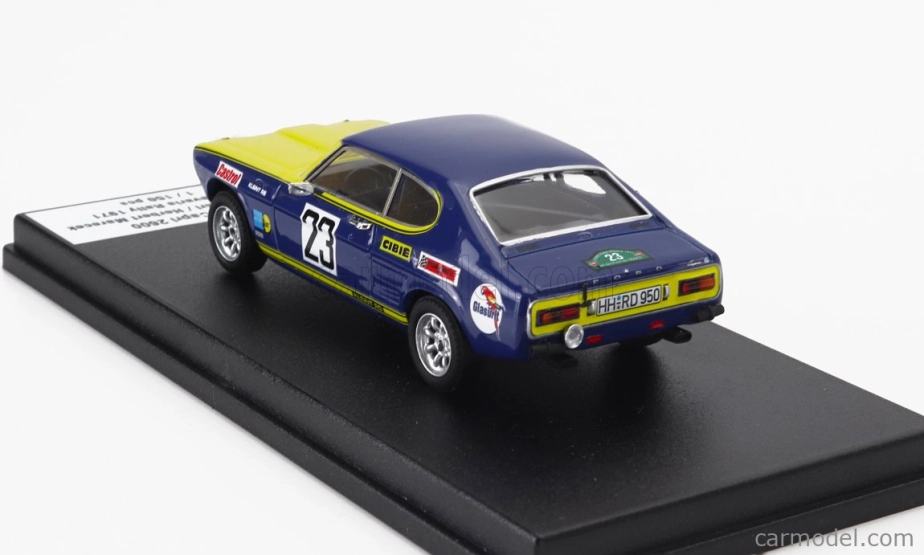 Trofeu Ford england Capri 2600 (nočná verzia) N 23 2nd Rally Bavaria 1971 Walter Rohrl - Herbert Marecek 1:43 Modrá Žltá