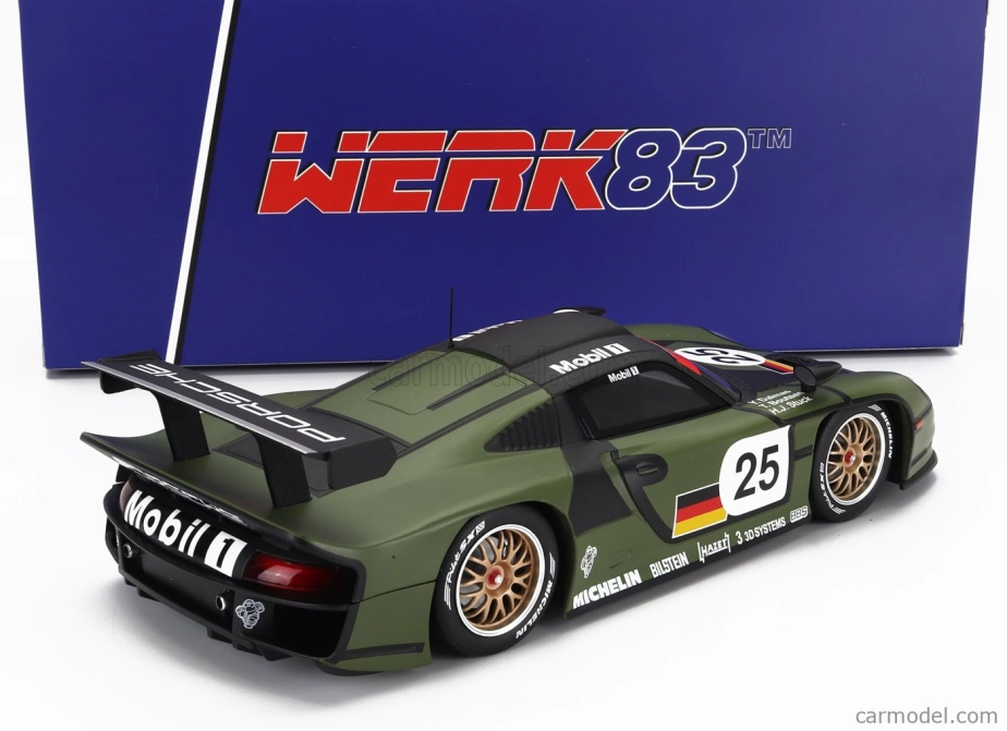 Werk83 Porsche 911 3.2l Gt1 Evo Team Porsche Ag N 25 Pre Qualifying 24h Le Mans 1997 T.boutsen - H.j.stuck - Y.dalmas 1:18 Zelená
