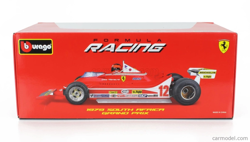 Bburago Ferrari F1  312t4 N 12 Winner South Africa Gp Kyalami (with Pilot) 1979 Gilles Villeneuve 1:18 Red