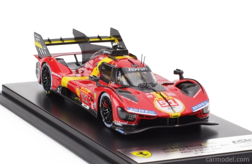 Bbr-models Ferrari 499p 3.0l Turbo V6 Team Ferrari Af Corse N 51 3rd Wec 6h Spa 2023 Alessandro Pier Guidi - James Calado - Antonio Giovinazzi 1:43 Červená Žltá Čierna