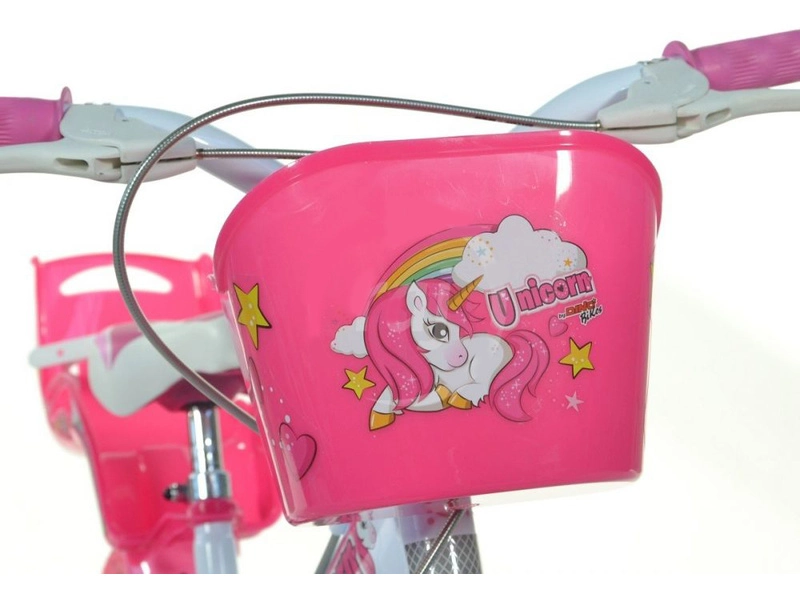 DINO Bikes - Dětské kolo 16" Jednorožec se sedačkou