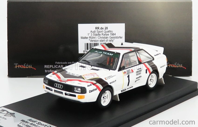 Trofeu Audi Quattro Sport N 1 Winner Rally Stadte 1984 - Štart Pretek Verzia W.rohrl - C.geistdorfer 1:43 Biela
