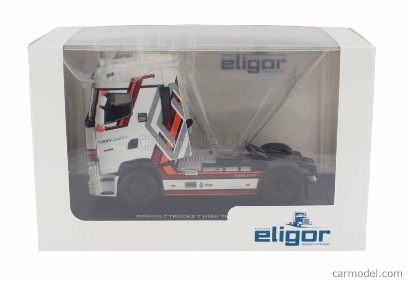 Eligor Renault T-line High Turbo Leader Tractor Truck 2-assi 2021 1:43 Bílá Hnědá Oranžová Šedá