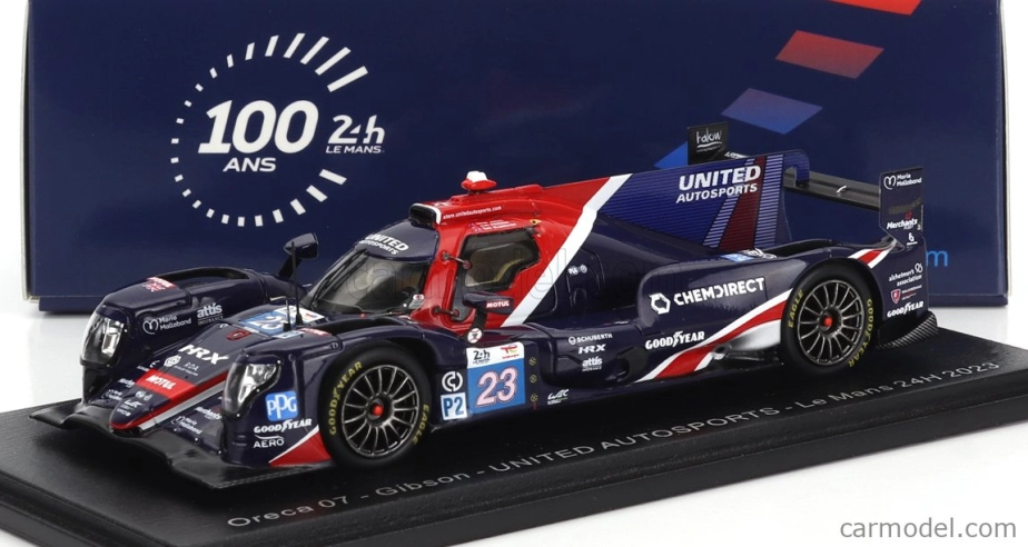 Spark-model Oreca 07 Gibson Gk428 4.2l V8 Team United Autosports N 23 24h Le Mans 2023 T.blomqvist - O.jarvis - J.pierson 1:43 Blue Red