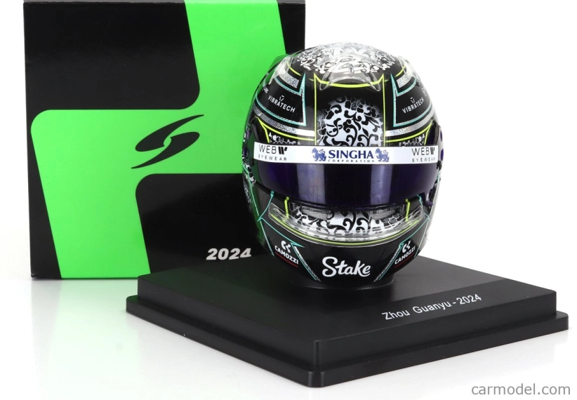 Spark-model Bell helmet Casco Helmet F1 Zhou Guanyu Team Stake Kick Sauber N 24 Season 2024 1:5 Black