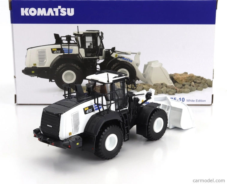 Universal hobbies Komatsu Wa475-10 Ruspa Gommata Tractor Scraper 2010 1:50 biela čierna