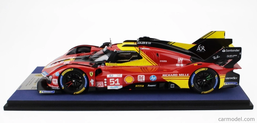 Looksmart Ferrari 499p 3.0l Turbo V6 Team Ferrari Af Corse N 51 3. 24h Le Mans 2024 Alessandro Pier Guidi - James Calado - Antonio Giovinazzi 1:18 Červená Žltá Čierna