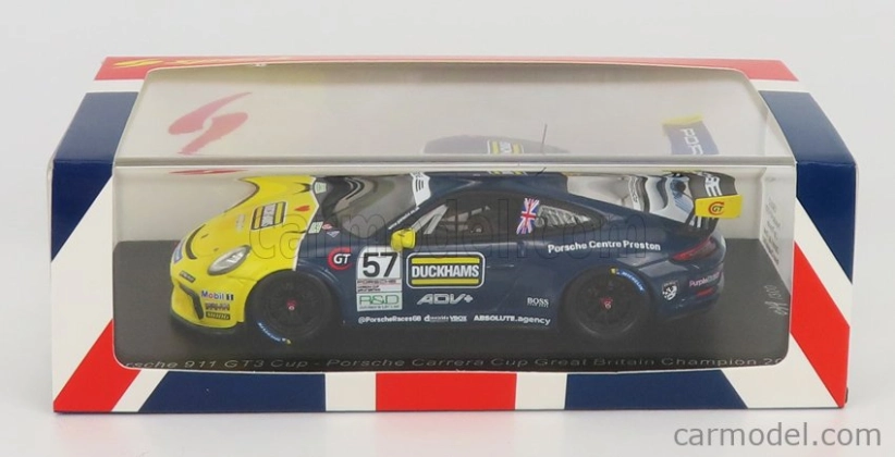 Spark-model Porsche 911 991 Gt3 Cup N 25 Porsche Carrera Cup England Champion 2021 Dan Cammish 1:43 Black Yellow