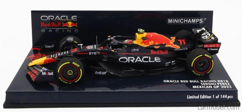 Minichamps Red bull F1 Rb18 Team Oracle Red Bull Racing N 11 3rd Mexico Gp 2022 Sergio Perez 1:43 Matná modrá žltá červená