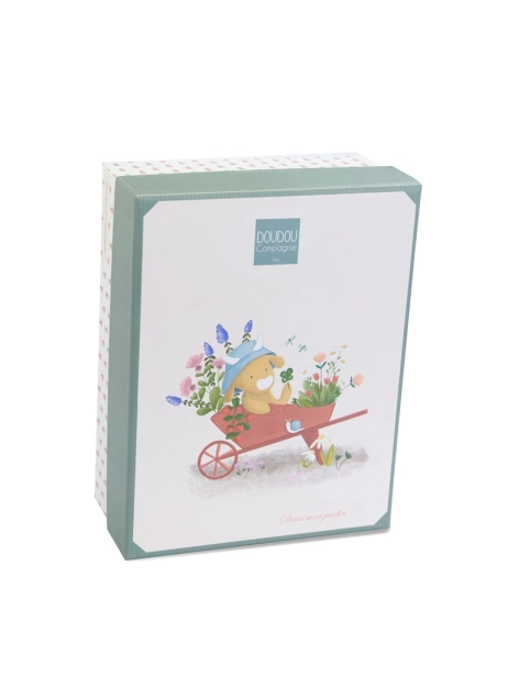 Doudou Dárková sada Plyšová kravička Aneth s chrastítkem 21 cm