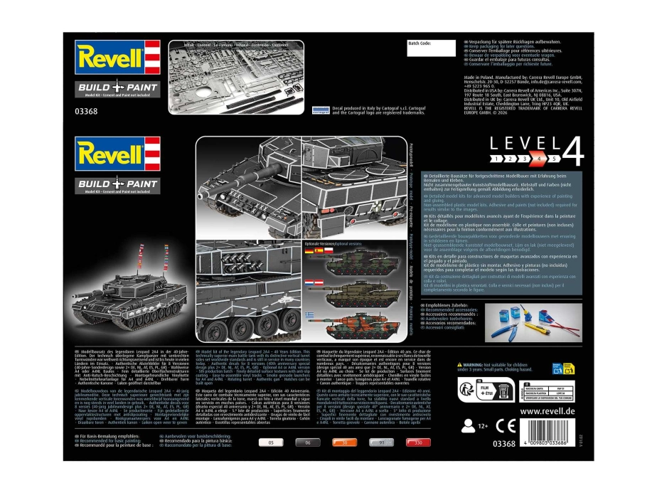 Plastic ModelKit tank 03368 - Leopard 2A4 - Special Decoration 40th Anniversary (1:35)