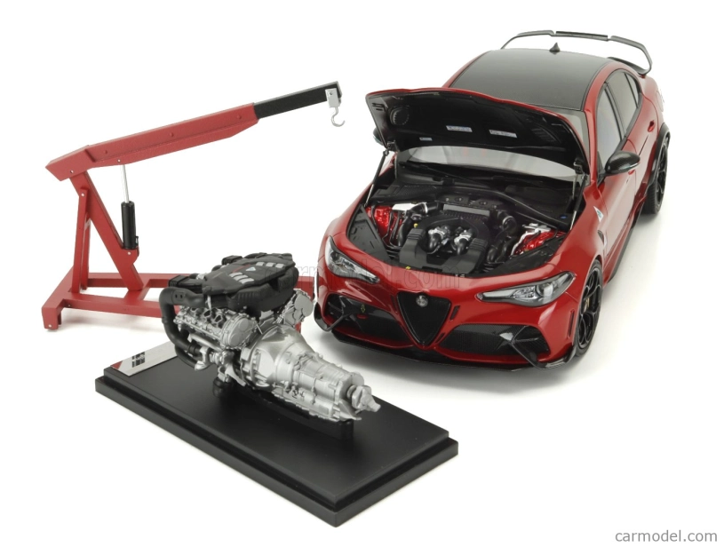 Motorhelix Alfa romeo Giulia Gtam s motorom a príslušenstvom 2021 1:18 Red Met