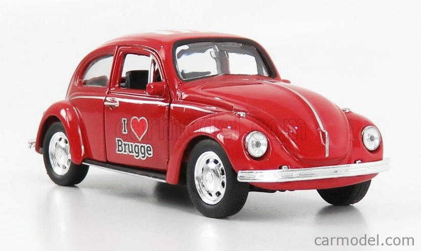 Welly Volkswagen Kafer Beetle 1959 - I Love Brugge - Without Box 1:34 Red