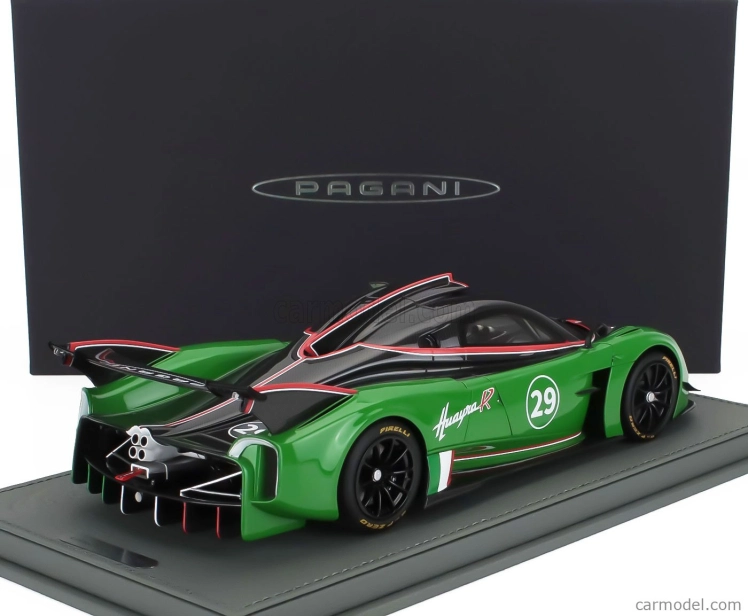 Bbr-models Pagani Huayra R N 29 Racing 2021 - Con Vetrina - With Showcase 1:18 Černý Uhlík Zelený