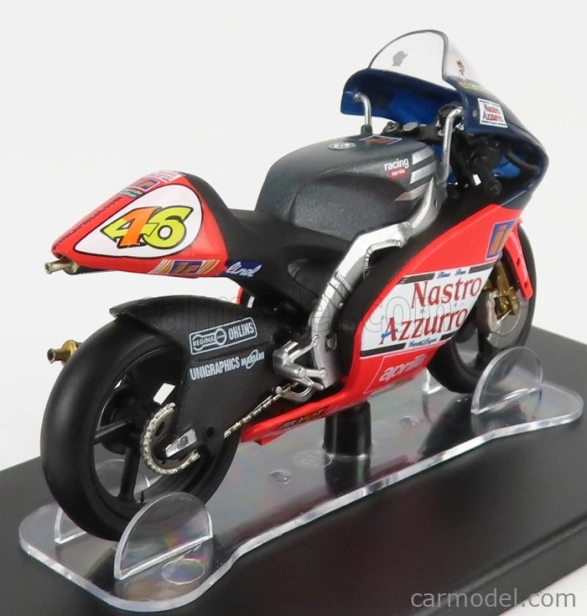 Edicola Aprilia 250cc Team Nastro Azzurro N 46 Majster sveta Test Jerez 1997 Valentino Rossi 1:18 Sivá červená biela