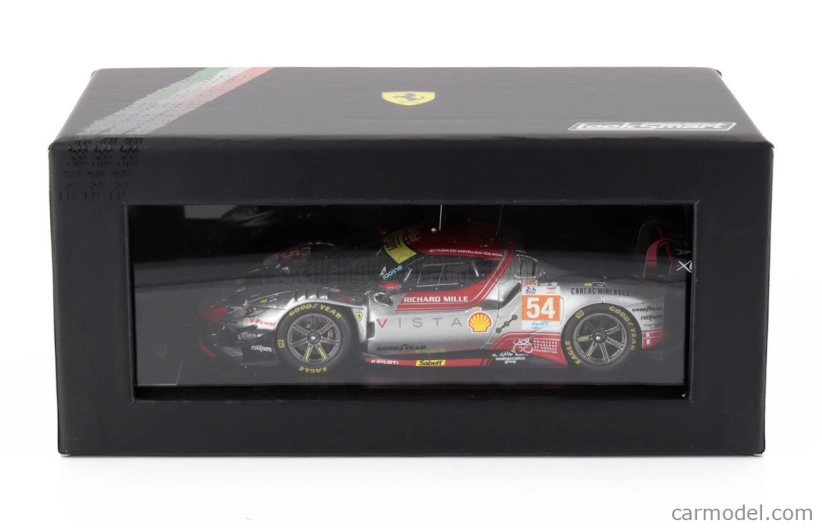 Looksmart Ferrari 296 Gt3 3.0l Turbo V6 Team Vista Af Corse N 54 24h Le Mans 2024 Davide Rigon - Francesco Castellacci - Thomas Flohr 1:43 Silver Red