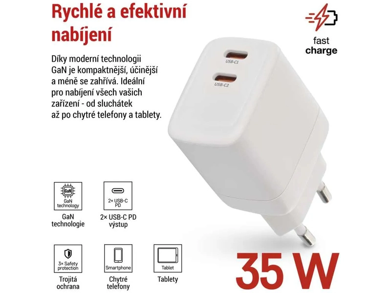 Napájací adaptér GaN PD 35W USB (napájanie)