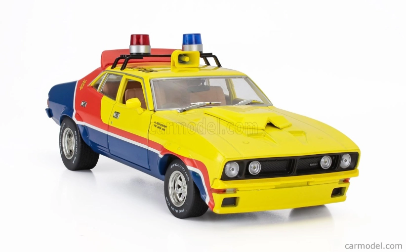 Greenlight Ford usa Falcon Xb V8 Police Interceptor Mad-max 1973 Movie - M.rockatansky The Dark One 1:18 Žltá červená modrá
