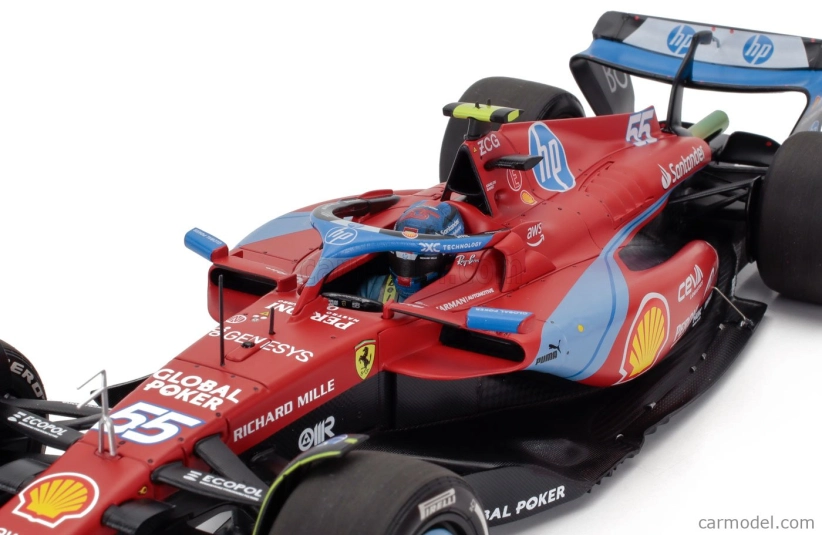 Bbr-models Ferrari F1 Sf-24 Team Scuderia Ferrari N 55 5th Miami Gp 2024 Carlos Sainz - Polifoam Packaging 1:18 Červená Černá Světle Modrá