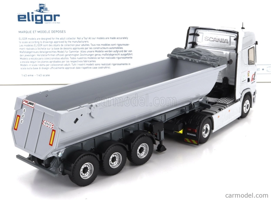 Eligor Scania S770 V8 Truck Cassone Ribaltabile Prejam Transports 2020 1:43 Silver