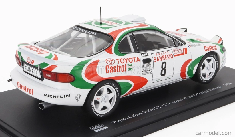 Edicola Toyota Celica Gt4 Turbo 4wd (st185) N 8 Winner Rally Sanremo 1994 Didier Auriol - Bernard Occelli 1:24 Biela Červená Zelená