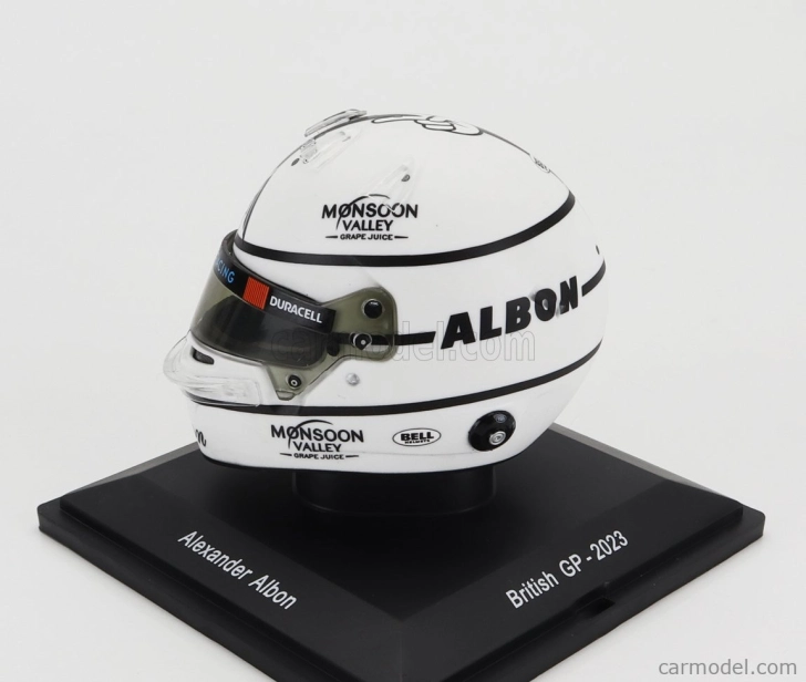 Spark-model Bell helmet F1 Casco Helmet Williams fw45 Team Williams Racing N 23 British Gp 2023 Alexander Albon 1:5 Bílá Černá