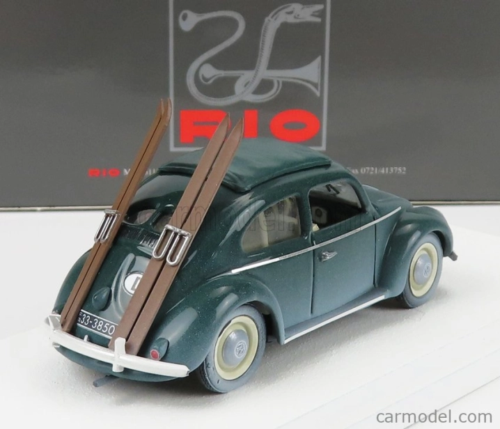 Rio-models Volkswagen Beetle Maggiolino Con Sci 1950 - Winter Vacation With Ski 1:43 Grey