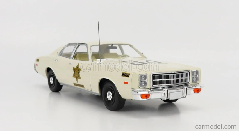 Greenlight Plymouth Fury Hazzard Police Hazzard County 1977 1:18 Bílá