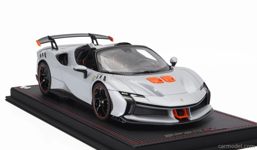 Mr-models Ferrari Sf90 Xx Stradale Spider 2024 - Con Vetrina - With Showcase 1:18 Bianco Artico - Bílá Met Oranžová Černá