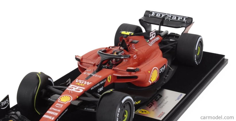 Looksmart Ferrari F1  Sf-23 Team Scuderia Ferrari N 55 Winner Singapore Gp 2023 Carlos Sainz - Con Vetrina - With Showcase 1:18 Červená Černá