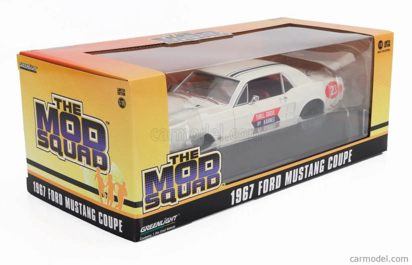 Greenlight Ford usa Mustang Coupe N 23 Thrill Circus By Karnes 1967 - The Mod Squad 1:18 Bílá