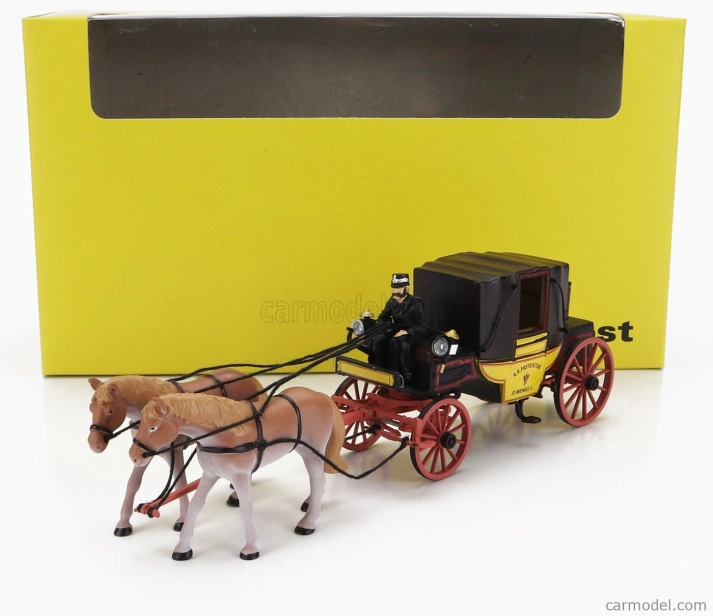 Starline models Accessories Diligenza Con Cocchiere E Cavalli - Carrozza 1850-1880 - Postkutsche Landauer With Figure And Horses 1:43 Žlutá Hnědá Červená