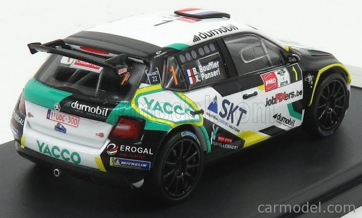 Minipartes Škoda Fabia R5 N 1 Rally Ypres 2018 B.bouffier - X.panseri 1:43 Bílá Černá Zelená