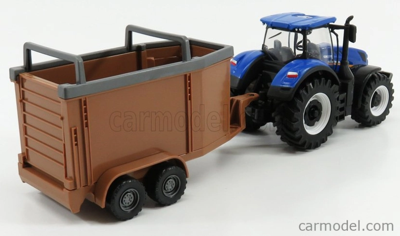 Bburago New holland T7.315 Tractor + Livestock Forwarder 1:50 Modrá Hnědá