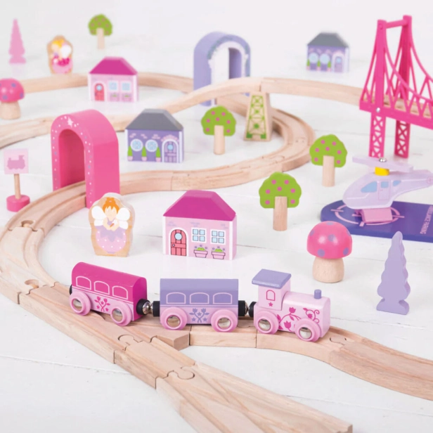 Bigjigs Rail Veľká drevená vláčiková dráha pre princezné - poškodený obal