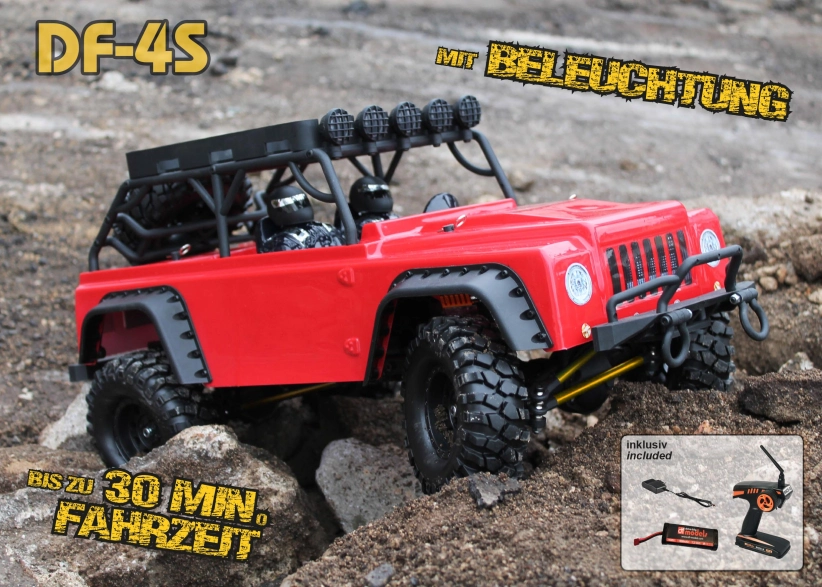 RC auto DF-4S crawler, červená