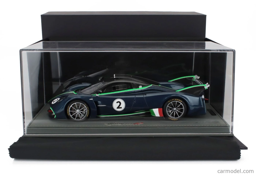 Bbr-models Pagani Huayra R N 2 Racing 2021 - Con Vetrina - With Showcase 1:18 Matná Modrá Černá Karbonová