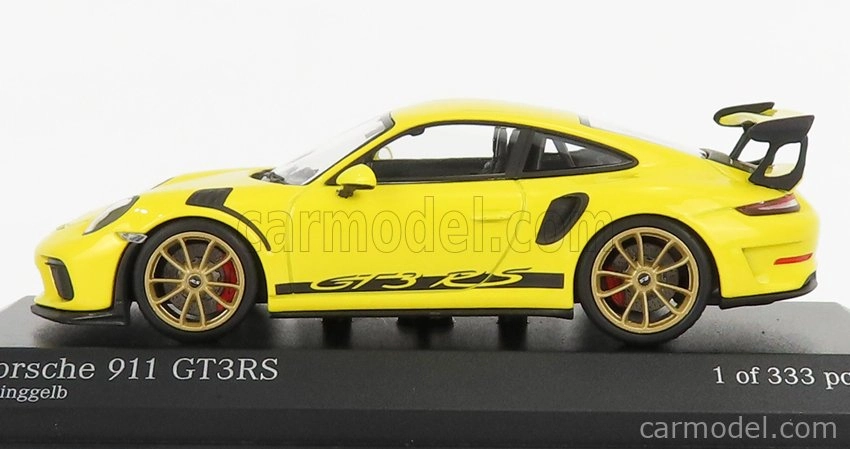 Minichamps Porsche 911 991-2 Gt3 Rs Coupe 2018 - Golden Rims 1:43 Závodní Žlutá