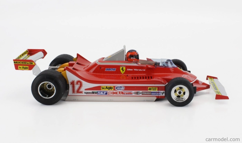 Bburago Ferrari F1  312t4 N 12 Winner Watkins Glen Gp Usa (with Pilot Figure And Rain Wheels) 1979 Gilles Villeneuve 1:18 Red