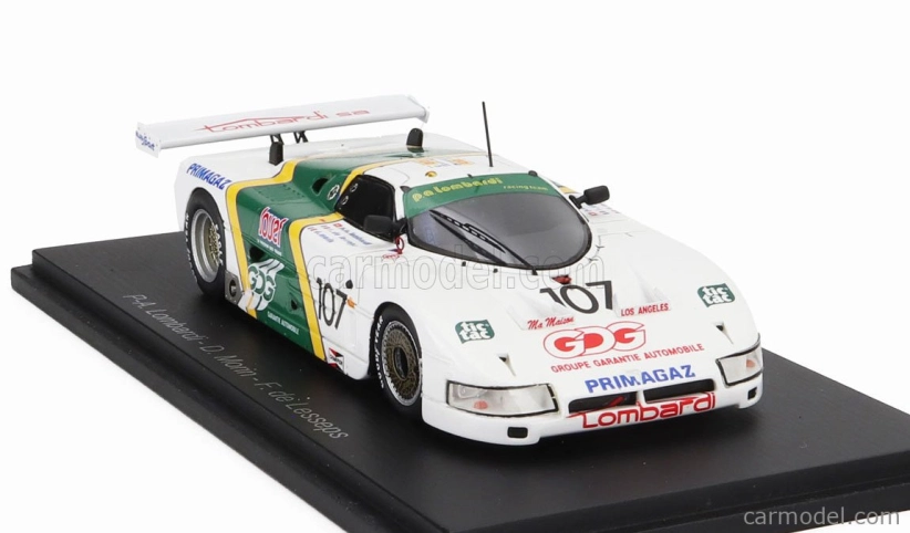 Spark-model Spice Se87c 3.3l V8 Team P.a.lombardi N 107 24h Le Mans 1990 Pierre Alain Lombardi - Denis Morin - Ferdinand De Lesseps 1:43 Bílá Zelená
