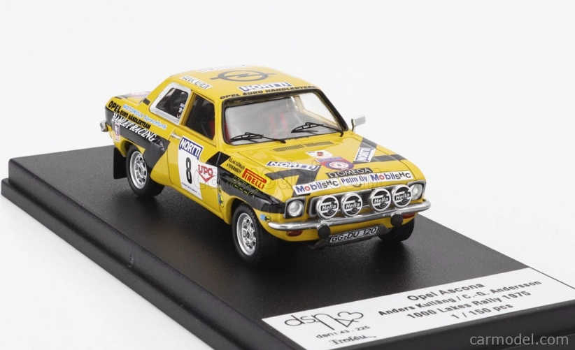 Trofeu Opel Ascona (nočná verzia) N 8 Rally 1000 Lakes 1975 Anders Kullang - Claes-goran Andersson 1:43 Žltá