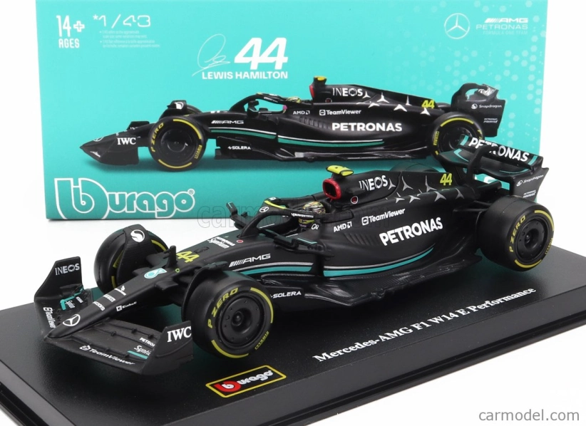 Bburago Mercedes gp F1 W14 Team Mercedes-amg Petronas F1 N 44 1:43, černá