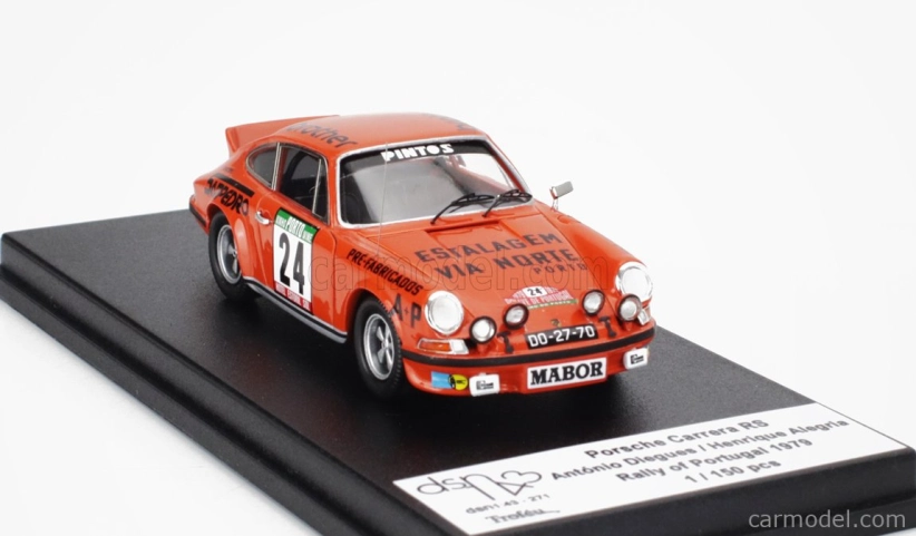 Trofeu Porsche 911 Carera Rs Coupe (night Version) N 24 Rally Portugal 1979 Antonio Diegues - Henrique Alegria 1:43 Orange